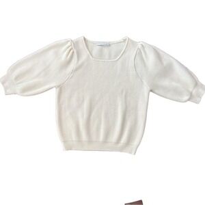 LOVE‎ YOU SO MUCH Sweater Womens Cream Korean Preppy Puff Sleeve Y2K Feminine